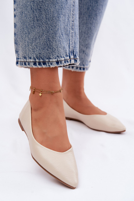 Nelisa balerīnas no mākslīgās ādas smilšu krāsā