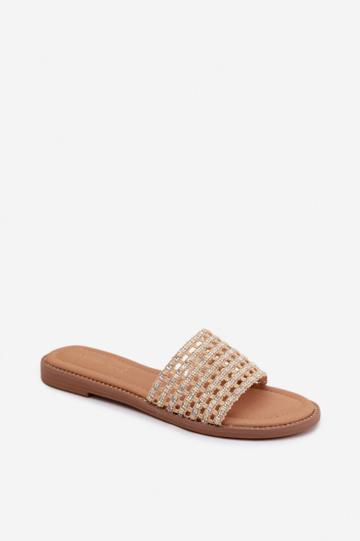 Smilšu krāsas čības ar spīdīgām detaļām Fendi