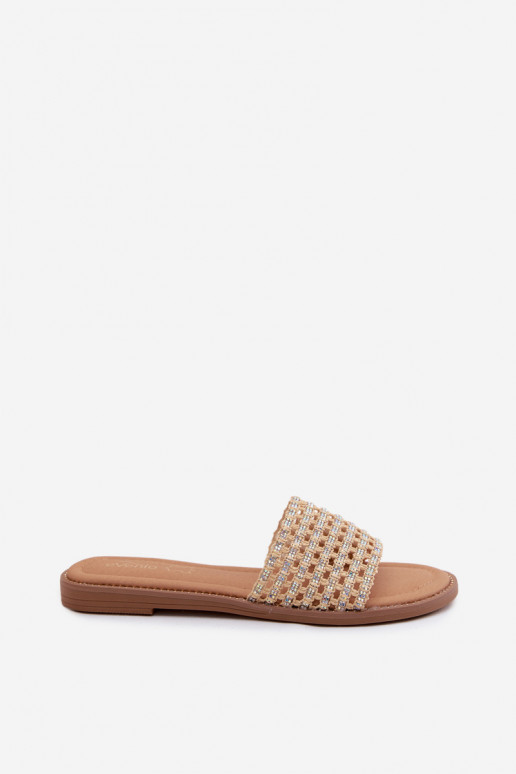 Smilšu krāsas čības ar spīdīgām detaļām Fendi