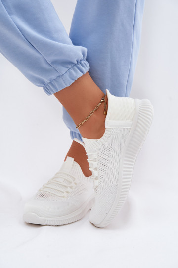 Auduma Paslīdēt uz sporta apavi Sieviešu baltas krāsas Olive 2