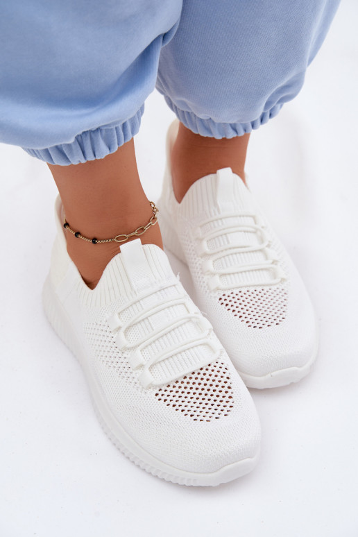 Auduma Paslīdēt uz sporta apavi Sieviešu baltas krāsas Olive