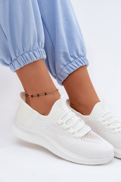 Auduma Paslīdēt uz sporta apavi Sieviešu baltas krāsas Olive