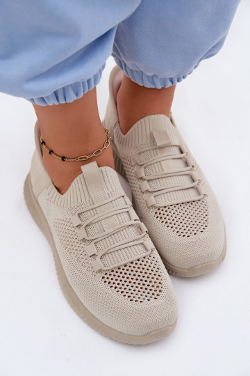 Auduma Paslīdēt uz sporta apavi Sieviešu smilšu krāsas Olive 2