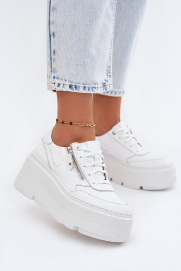 Āda Sneakers modeļa apavi Sieviešu ar platformu Zazoo N1084 baltas krāsas 2