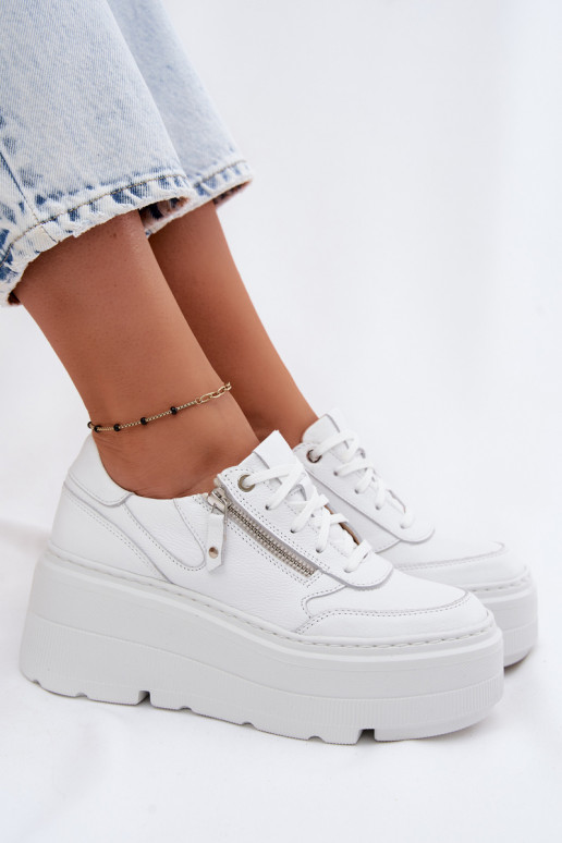 Āda Sneakers modeļa apavi Sieviešu ar platformu Zazoo N1084 baltas krāsas