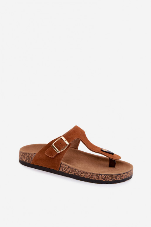 Āda zamšādas čības modernas iešļūcenes Ar zelta sprādzi brūnas krāsas Honey