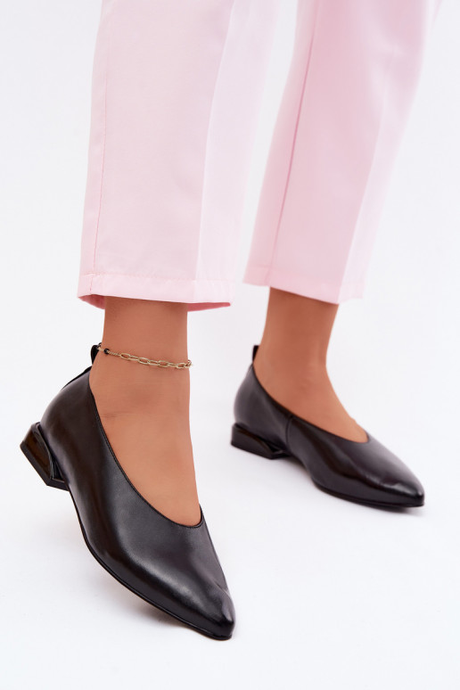 Balerīnas ar platiem papēžiem melnas krāsas Hoshi