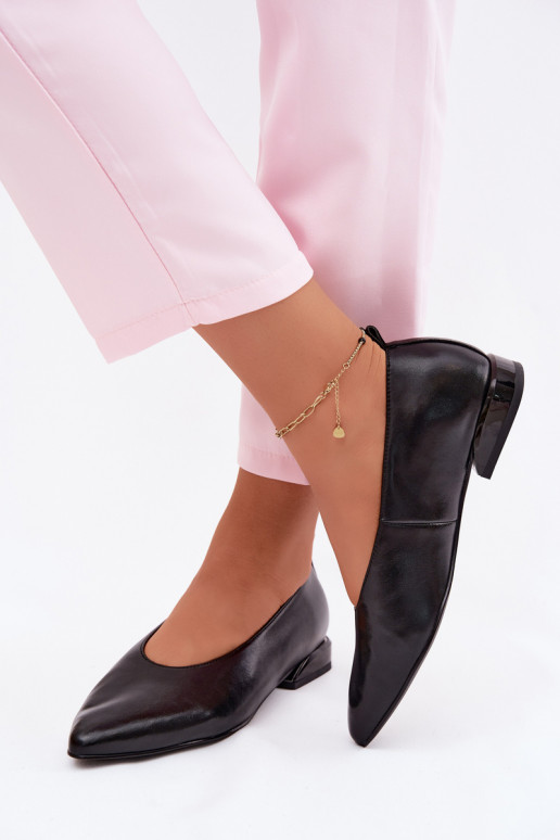 Balerīnas ar platiem papēžiem melnas krāsas Hoshi