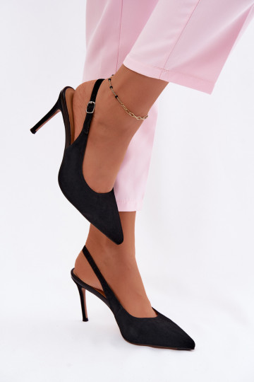 Sieviešu basenes ar papēdiIeslēgtsturalnego zamšādasu melnas krāsas Kandy