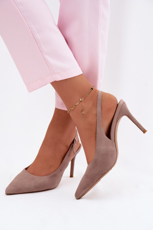 Sieviešu basenes ar papēdiIeslēgtsturalnego zamšādasu smilšu krāsas Kandy