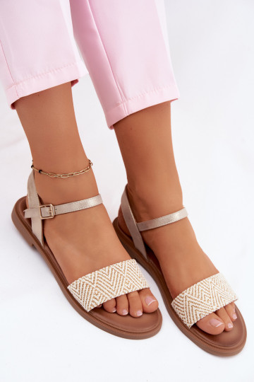 Sieviešu basenes ar platiem papēžiem Zelta krāsas Lumina