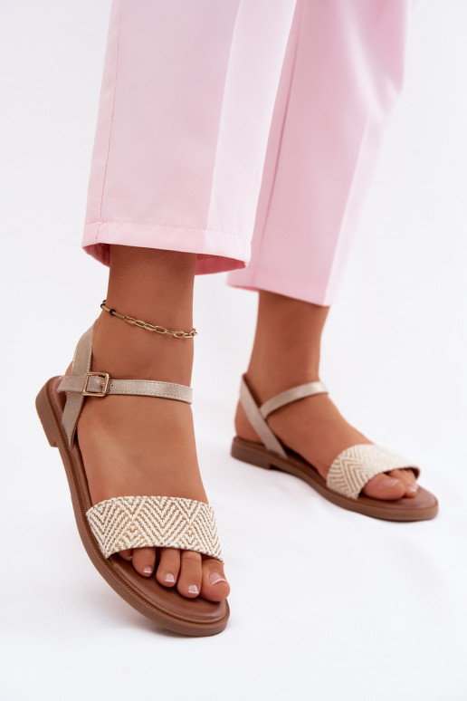 Sieviešu basenes ar platiem papēžiem Zelta krāsas Lumina