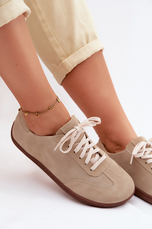 Āda zamšādas sieviešu puszābaki Barefoot Zazoo N1243 smilšu krāsas