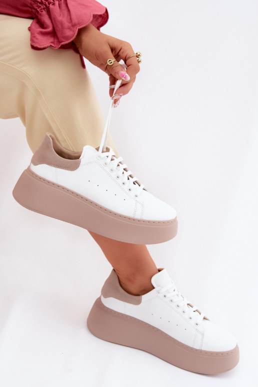 Āda Sneakers modeļa apavi Sieviešu ar platformu Zazoo N408S2 baltas krāsas