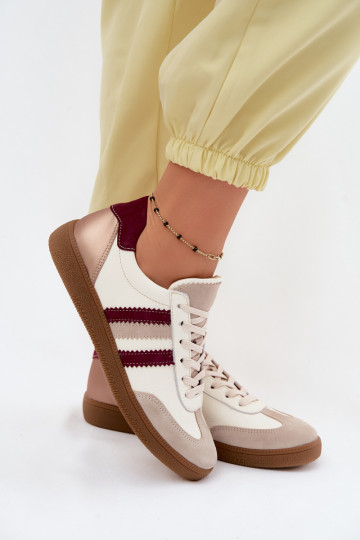 Ādas sporta apavi Zazoo N1234S2 balti-bordo