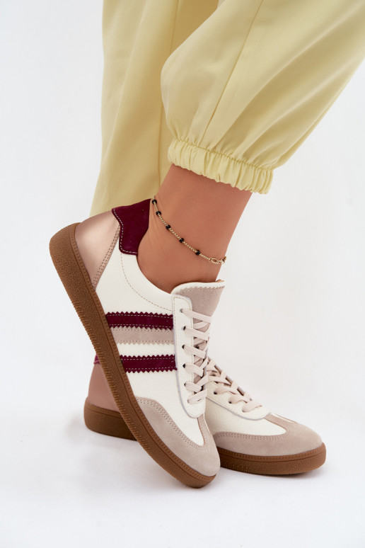 Ādas sporta apavi Zazoo N1234S2 balti-bordo