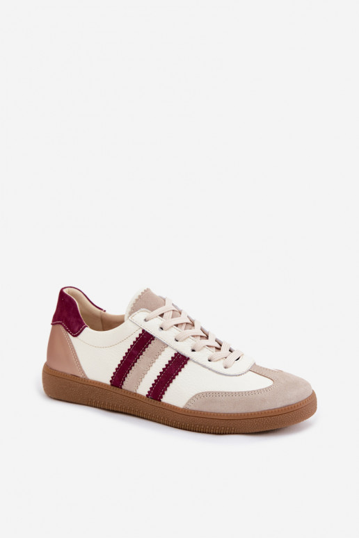 Ādas sporta apavi Zazoo N1234S2 balti-bordo
