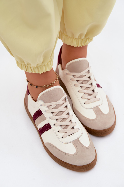 Ādas sporta apavi Zazoo N1234S2 balti-bordo