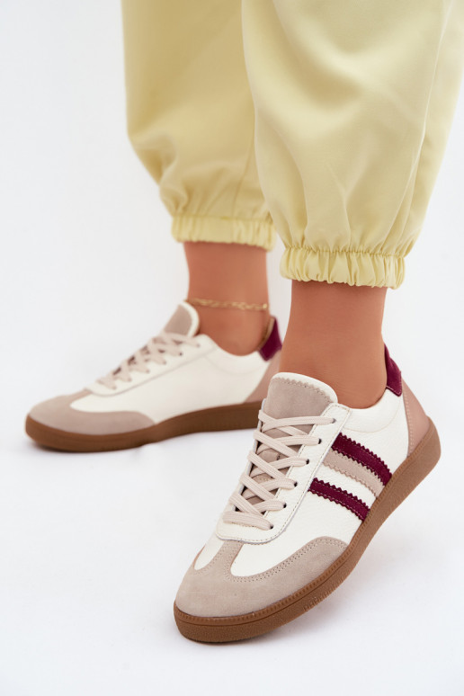 Ādas sporta apavi Zazoo N1234S2 balti-bordo
