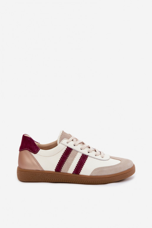 Ādas sporta apavi Zazoo N1234S2 balti-bordo