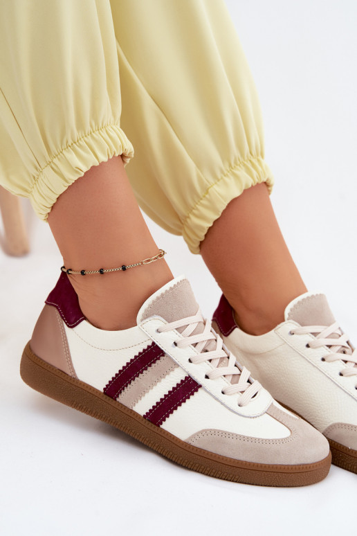 Ādas sporta apavi Zazoo N1234S2 balti-bordo