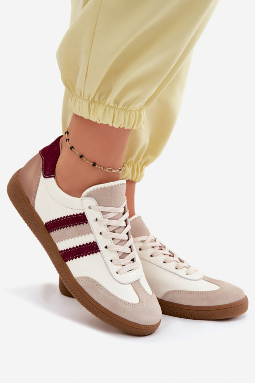 Ādas sporta apavi Zazoo N1234S2 balti-bordo