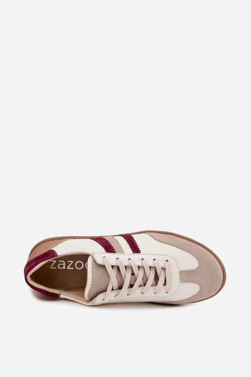 Ādas sporta apavi Zazoo N1234S2 balti-bordo