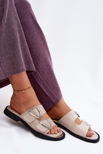 Čibas no dabīgas ādas Sieviešu ar sprādzēm Vinceza 62304 smilšu krāsas