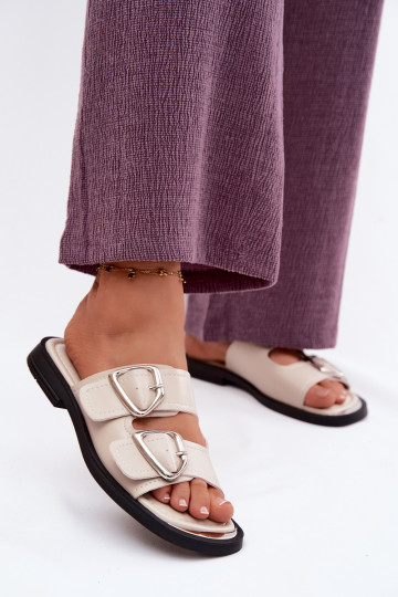 Čibas no dabīgas ādas Sieviešu ar sprādzēm Vinceza 62304 smilšu krāsas 2