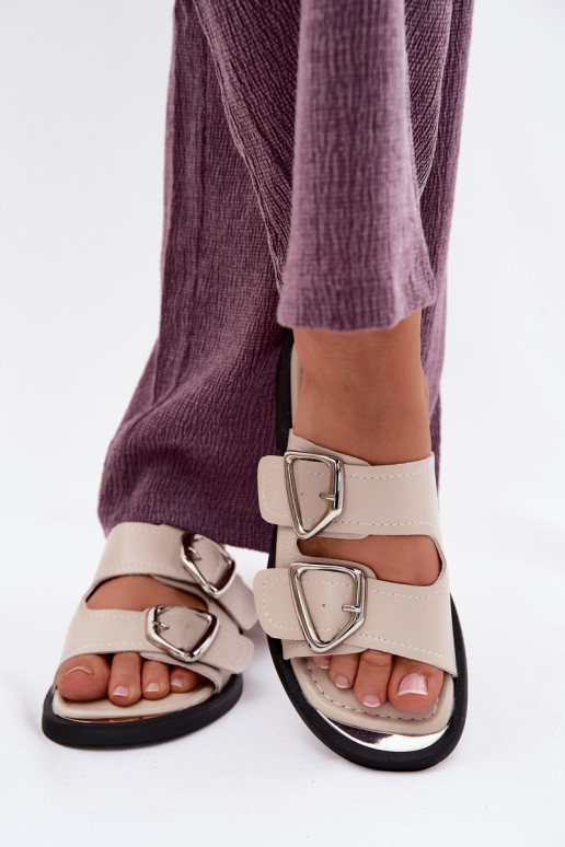 Čibas no dabīgas ādas Sieviešu ar sprādzēm Vinceza 62304 smilšu krāsas