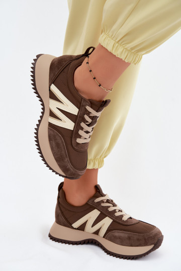 zamšādas Sneakers modeļa apavi Sieviešu ar platformu Vinceza 41521 brūnas krāsas