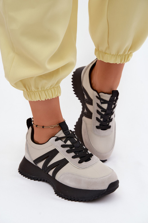 zamšādas Sneakers modeļa apavi Sieviešu ar platformu Vinceza 41521 Pelēkas krāsas