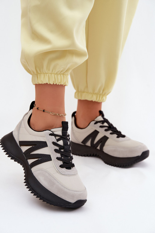 zamšādas Sneakers modeļa apavi Sieviešu ar platformu Vinceza 41521 Pelēkas krāsas