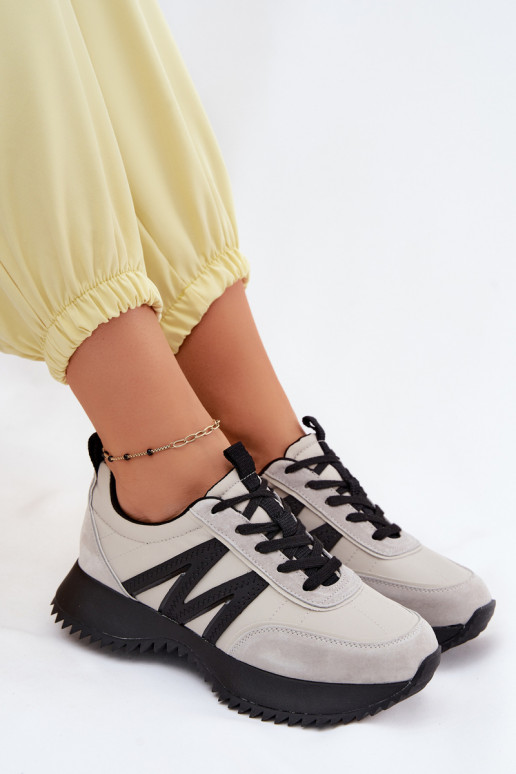 zamšādas Sneakers modeļa apavi Sieviešu ar platformu Vinceza 41521 Pelēkas krāsas