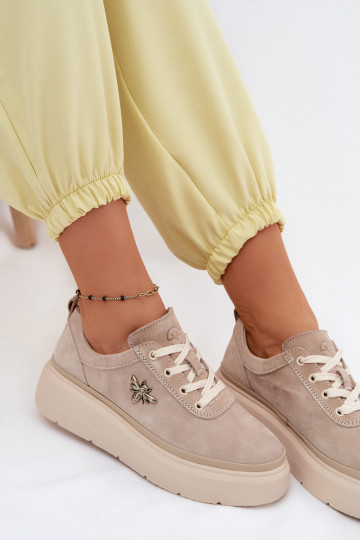 Āda zamšādas apavi Sieviešu ar platformu Vinceza 41523 smilšu krāsas