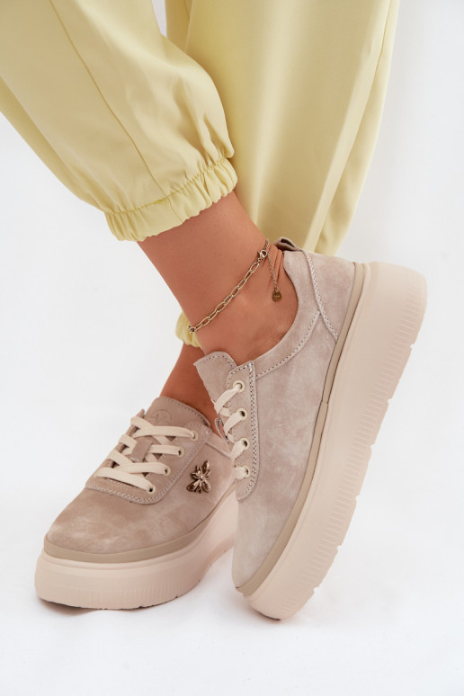 Āda zamšādas apavi Sieviešu ar platformu Vinceza 41523 smilšu krāsas
