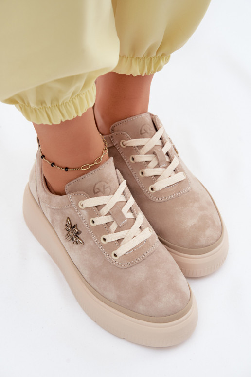 Āda zamšādas apavi Sieviešu ar platformu Vinceza 41523 smilšu krāsas