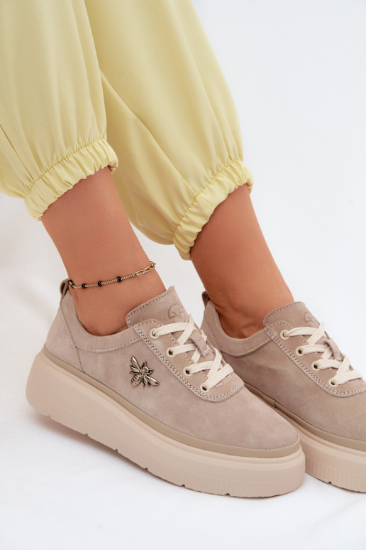 Āda zamšādas apavi Sieviešu ar platformu Vinceza 41523 smilšu krāsas