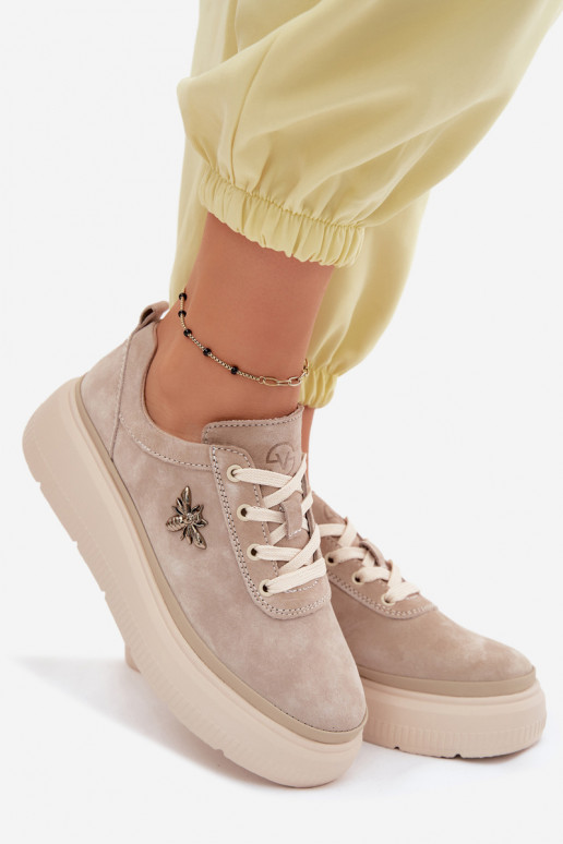 Āda zamšādas apavi Sieviešu ar platformu Vinceza 41523 smilšu krāsas