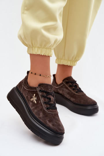 Āda zamšādas apavi Sieviešu ar platformu Vinceza 41523 CzekoladoIne 2