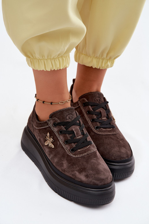 Āda zamšādas apavi Sieviešu ar platformu Vinceza 41523 CzekoladoIne