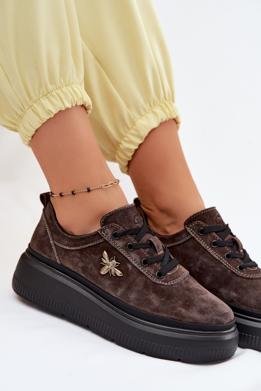 Āda zamšādas apavi Sieviešu ar platformu Vinceza 41523 CzekoladoIne