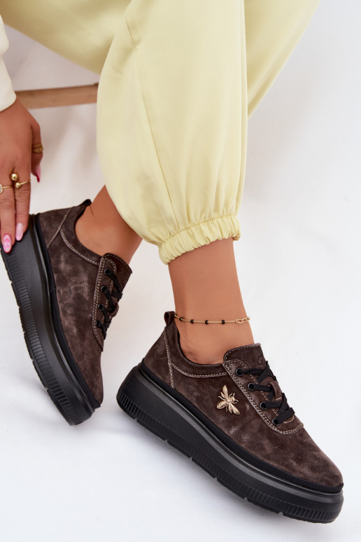 Āda zamšādas apavi Sieviešu ar platformu Vinceza 41523 CzekoladoIne