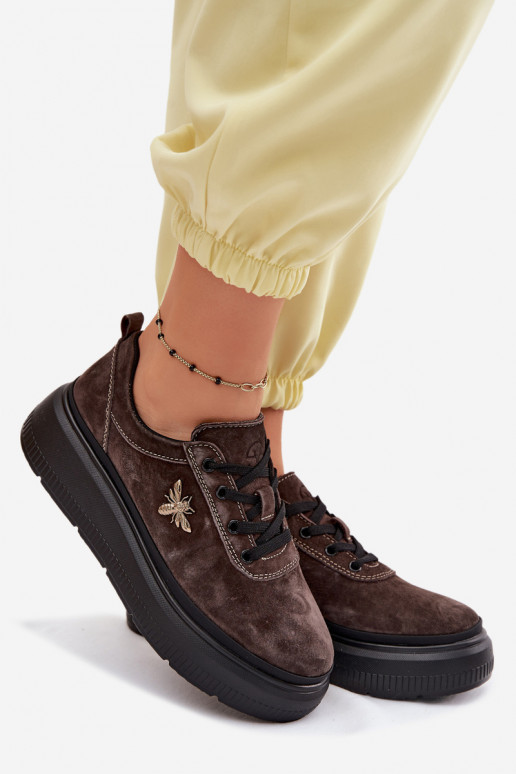 Āda zamšādas apavi Sieviešu ar platformu Vinceza 41523 CzekoladoIne