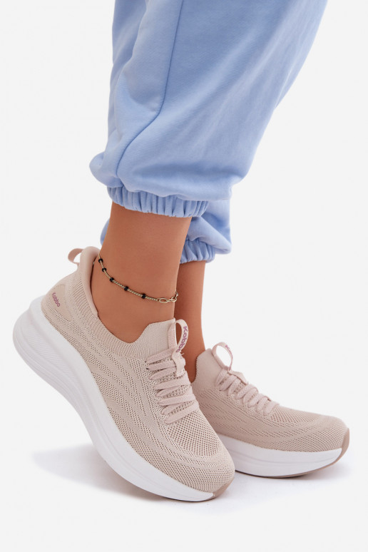 Auduma sporta apavi Sneakers modeļa apavi Sieviešu Paslīdēt uz Kobbo 102425 smilšu krāsas