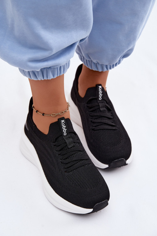 Auduma sporta apavi Sneakers modeļa apavi Sieviešu Paslīdēt uz Kobbo 102425 melnas krāsas