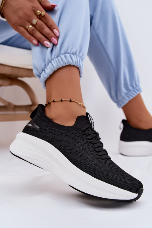 Auduma sporta apavi Sneakers modeļa apavi Sieviešu Paslīdēt uz Kobbo 102425 melnas krāsas