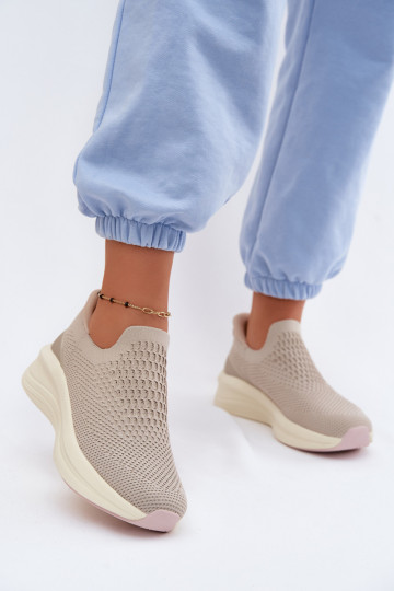 Paslīdēt uz Sneakers modeļa apavi Sieviešu Auduma Kobbo 102424 smilšu krāsas