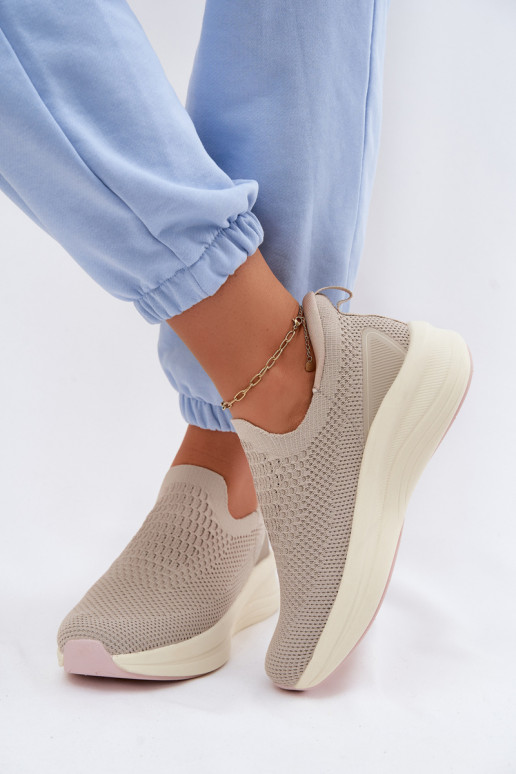 Paslīdēt uz Sneakers modeļa apavi Sieviešu Auduma Kobbo 102424 smilšu krāsas