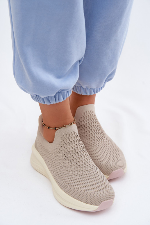 Paslīdēt uz Sneakers modeļa apavi Sieviešu Auduma Kobbo 102424 smilšu krāsas